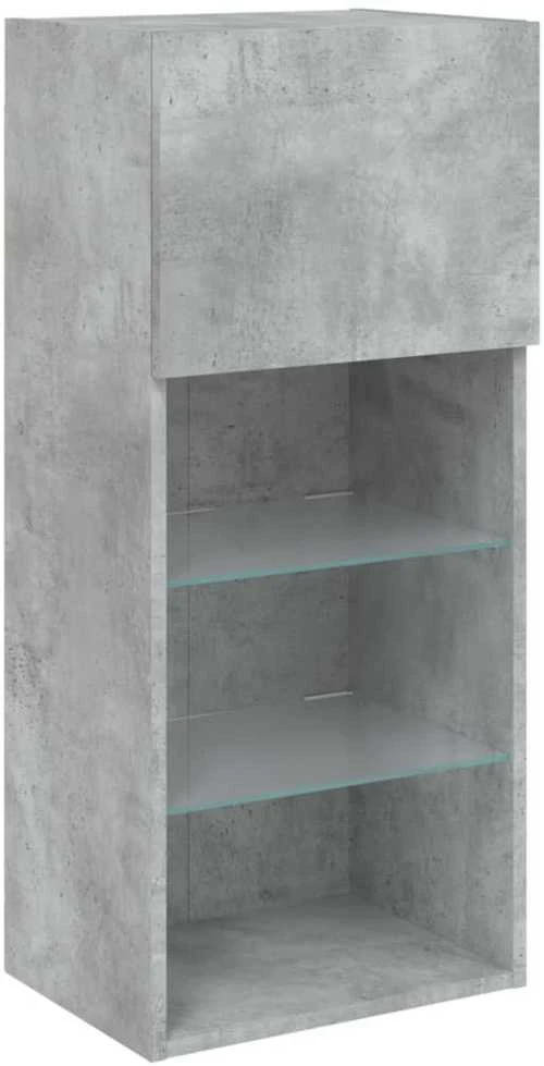 TV staliukas TV spintelė su LED lemputėmis, betono pilka, 40,5x30x90cm