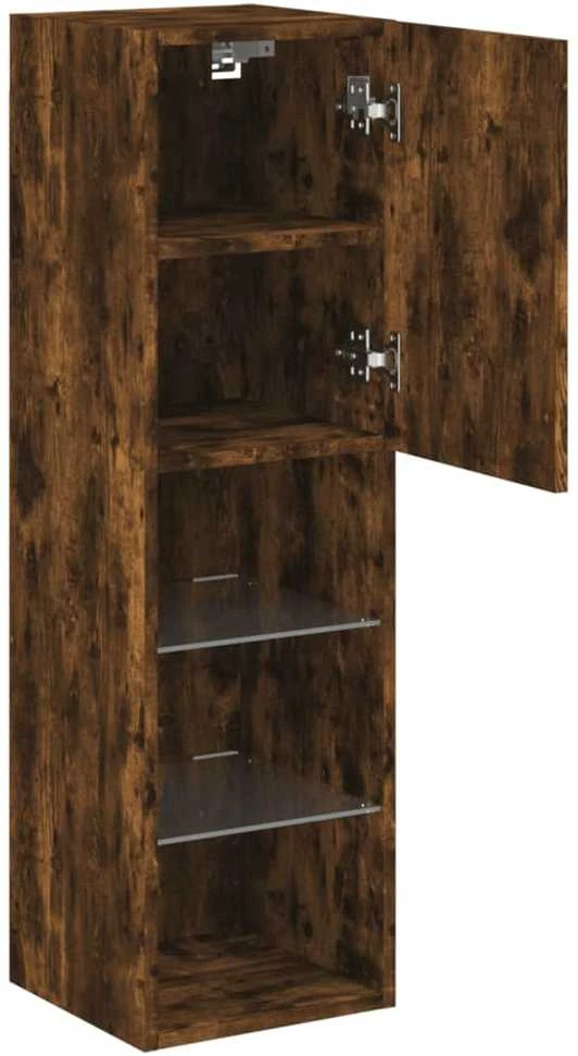 TV staliukas TV spintelė su LED lemputėmis, dūminio ąžuolo, 30,5x30x102cm