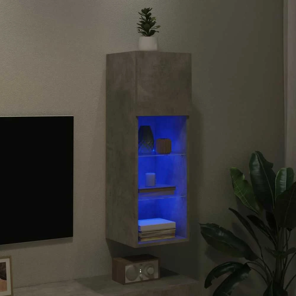 TV staliukas TV spintelė su LED lemputėmis, betono pilka, 30,5x30x90cm