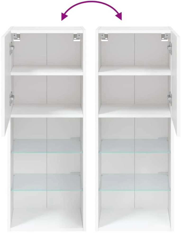 TV staliukas TV spintelė su LED lemputėmis, baltos spalvos, 40,5x30x102cm