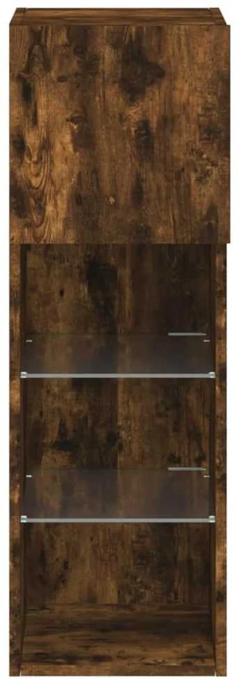 TV staliukas TV spintelė su LED lemputėmis, dūminio ąžuolo, 30,5x30x90cm
