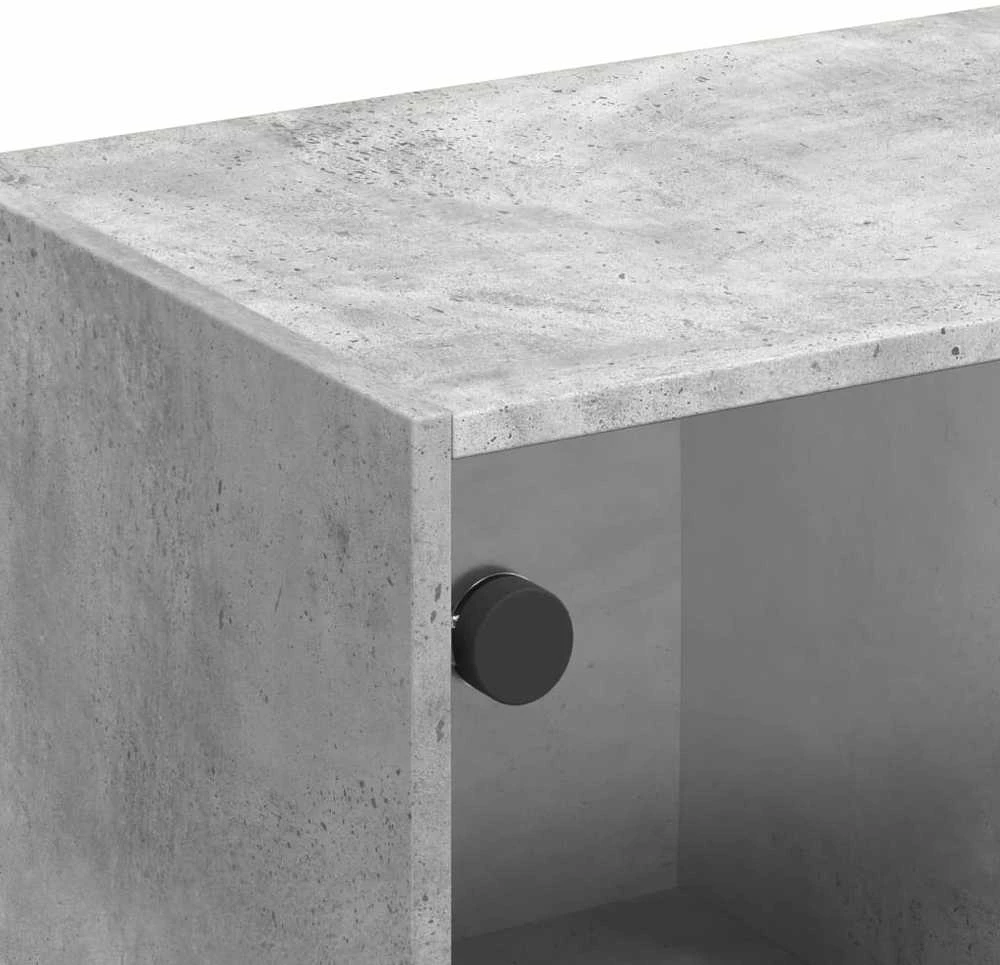 TV staliukas TV spintelė su stiklinėmis durelėmis, betono, 102x37x42cm
