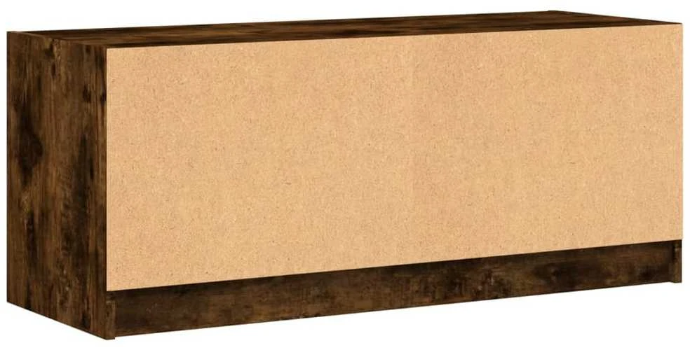 TV staliukas TV spintelė su stiklinėmis durelėmis, dūminė, 102x37x42cm