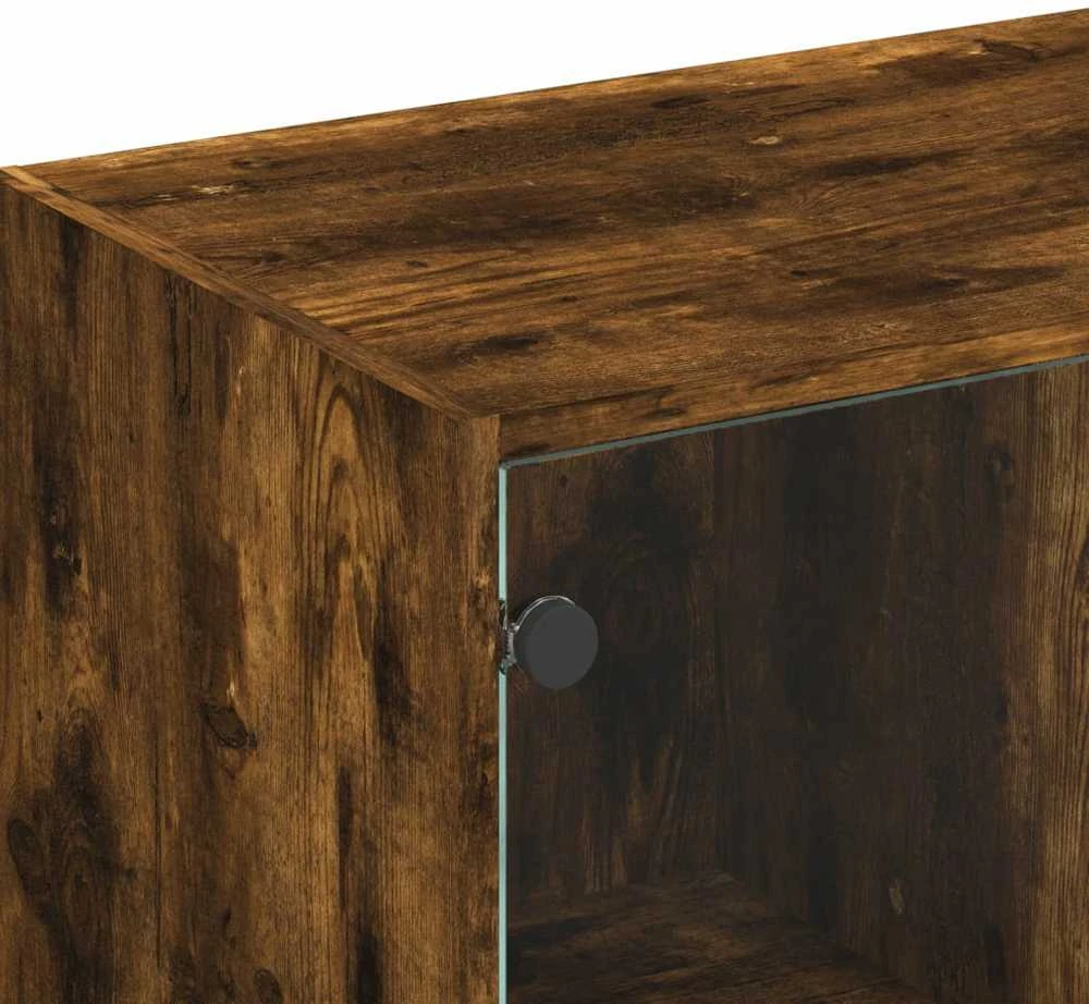 TV staliukas TV spintelė su stiklinėmis durelėmis, dūminė, 102x37x42cm