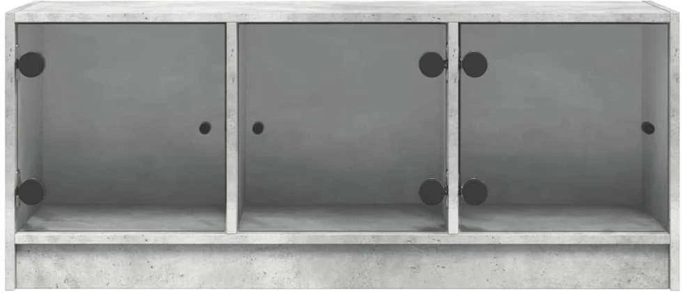 TV staliukas TV spintelė su stiklinėmis durelėmis, betono, 102x37x42cm