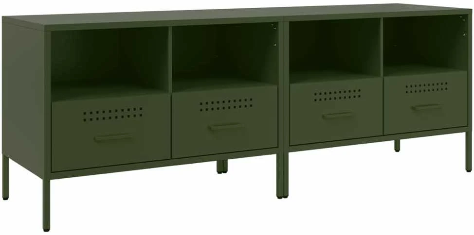 TV staliukas TV spintelės, 2vnt., alyvuogių, 68x39x50,5cm, plienas