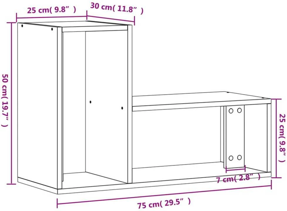 TV staliukas TV spintelės, 2vnt., dūminės, 75x30x50cm, apdirbta mediena
