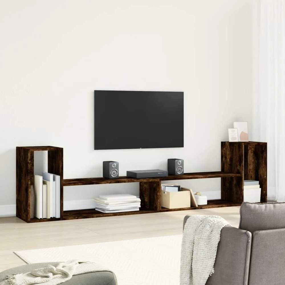 TV staliukas TV spintelės, 2vnt., dūminio ąžuolo, 100x30x50cm, MDP