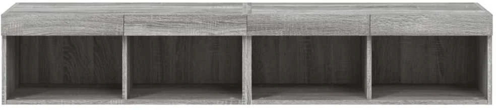 TV staliukas TV spintelės su LED, 2vnt., pilkos ąžuolo, 80x30x30cm