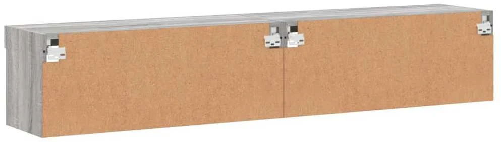 TV staliukas TV spintelės su LED, 2vnt., pilkos ąžuolo, 80x30x30cm