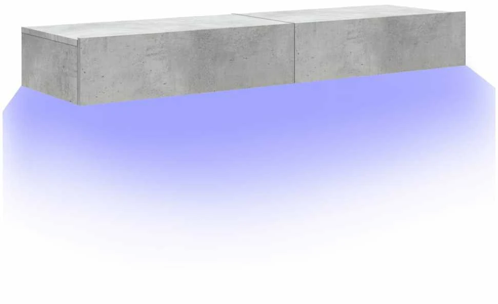TV staliukas TV spintelės su LED lemputėmis, 2vnt., betono, 60x35x15,5cm