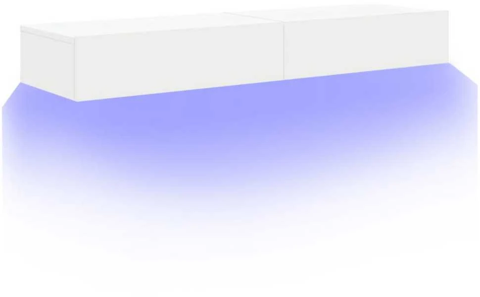 TV staliukas TV spintelės su LED lemputėmis, 2vnt., baltos, 60x35x15,5cm