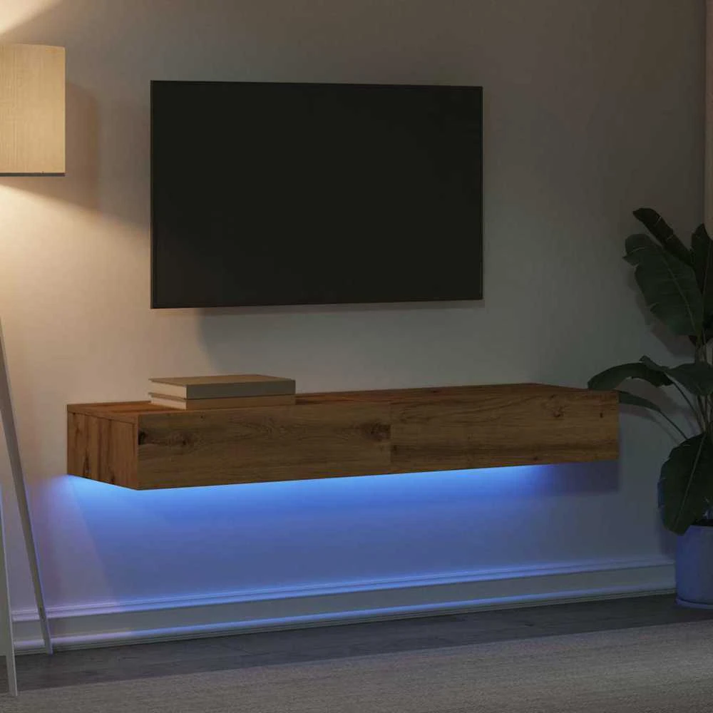 TV staliukas TV spintelės su LED lemputėmis, 2vnt., artisano, 60x35x15,5cm