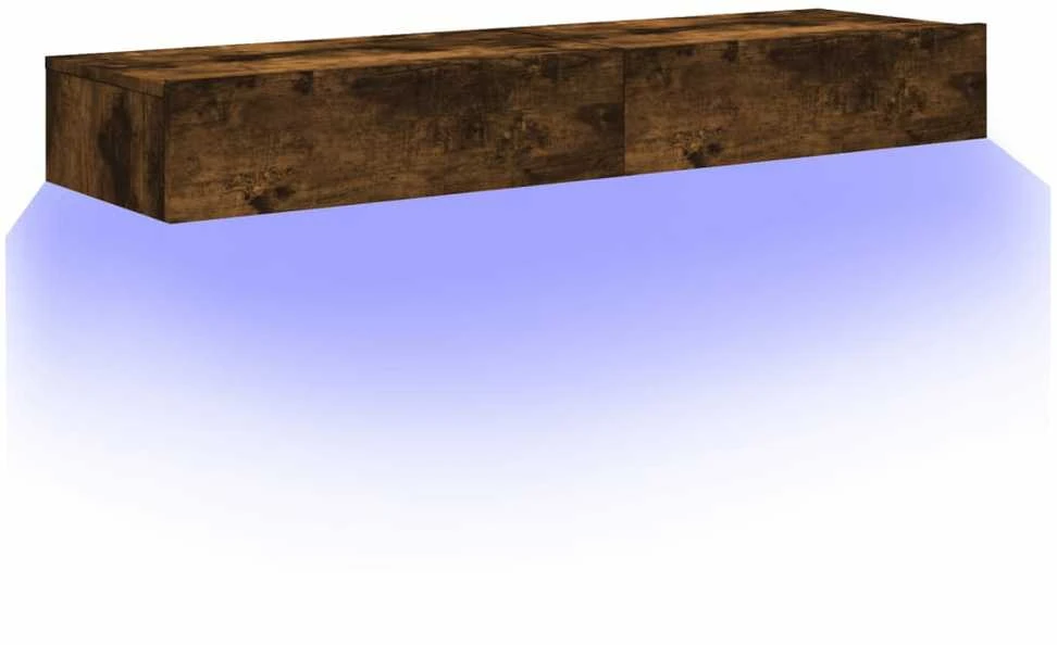 TV staliukas TV spintelės su LED lemputėmis, 2vnt., dūminės, 60x35x15,5cm
