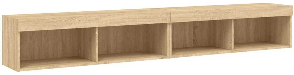 TV staliukas TV spintelės su LED lemputėmis, 2vnt., ąžuolo, 100x30x30cm