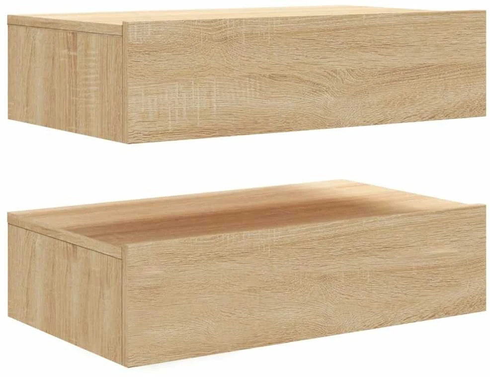 TV staliukas TV spintelės su LED lemputėmis, 2vnt., ąžuolo, 60x35x15,5cm