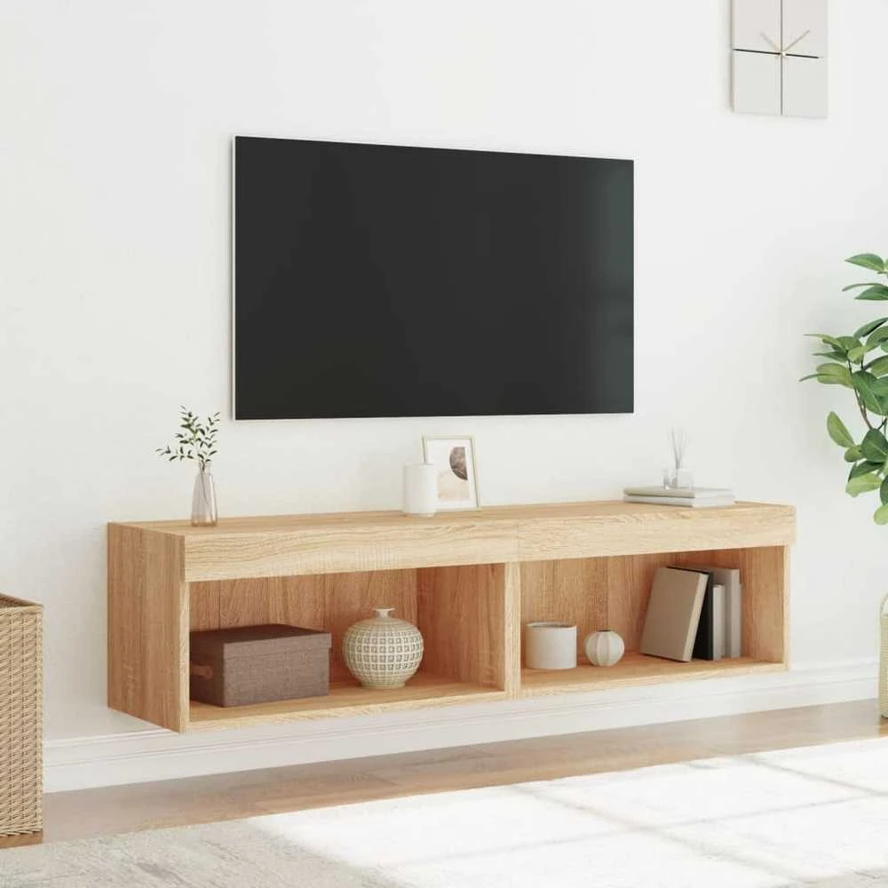 TV staliukas TV spintelės su LED lemputėmis, 2vnt., ąžuolo, 60x30x30cm