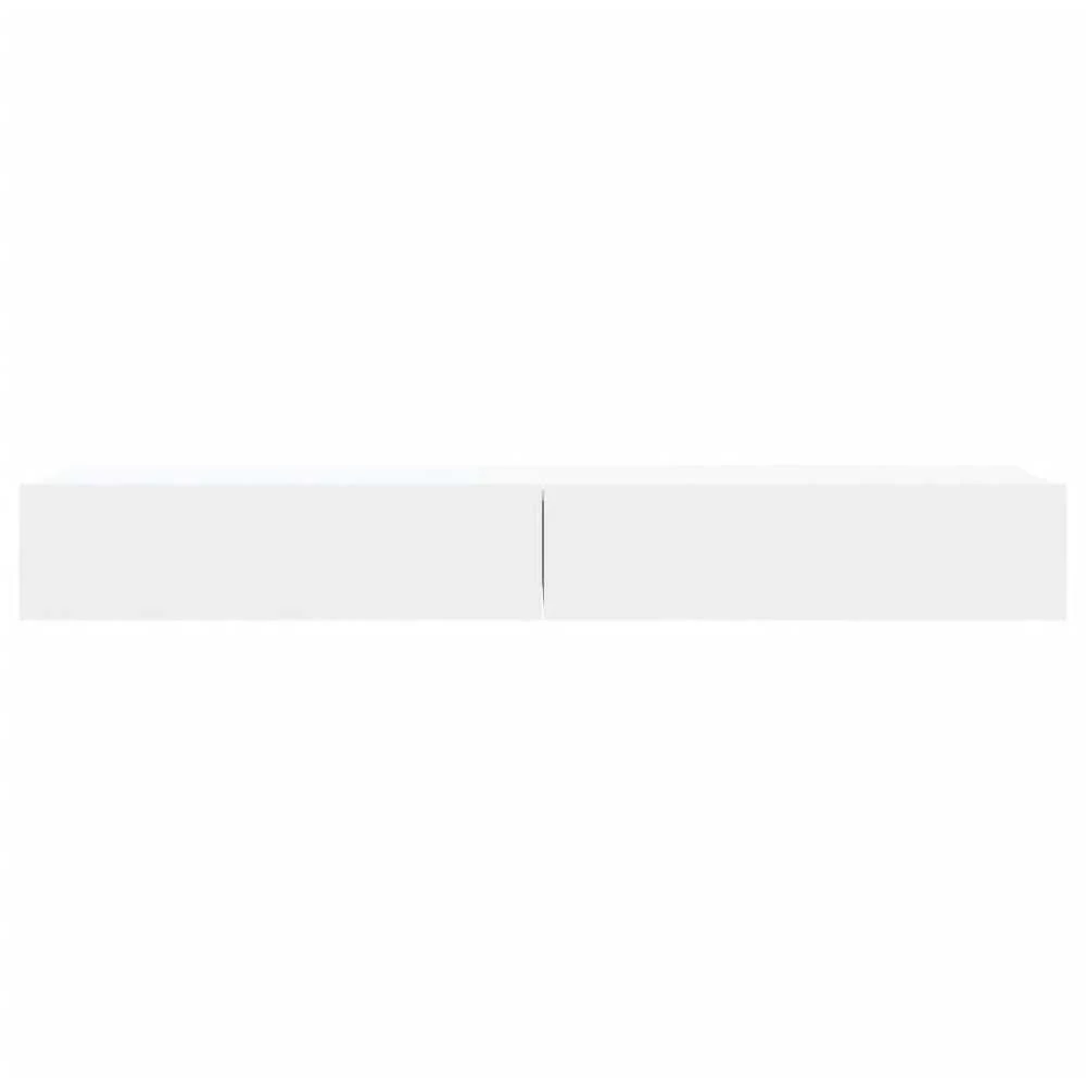 TV staliukas TV spintelės su LED lemputėmis, 2vnt., baltos, 60x35x15,5cm