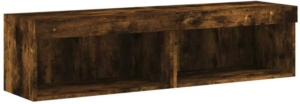 TV staliukas TV spintelės su LED lemputėmis, 2vnt., dūminės, 60x30x30cm