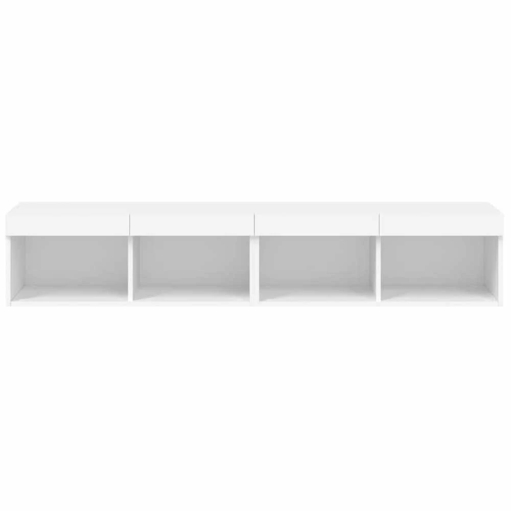 TV staliukas TV spintelės su LED lemputėmis, 2vnt., baltos, 80x30x30cm