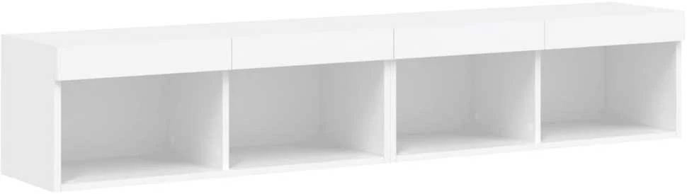 TV staliukas TV spintelės su LED lemputėmis, 2vnt., baltos, 80x30x30cm
