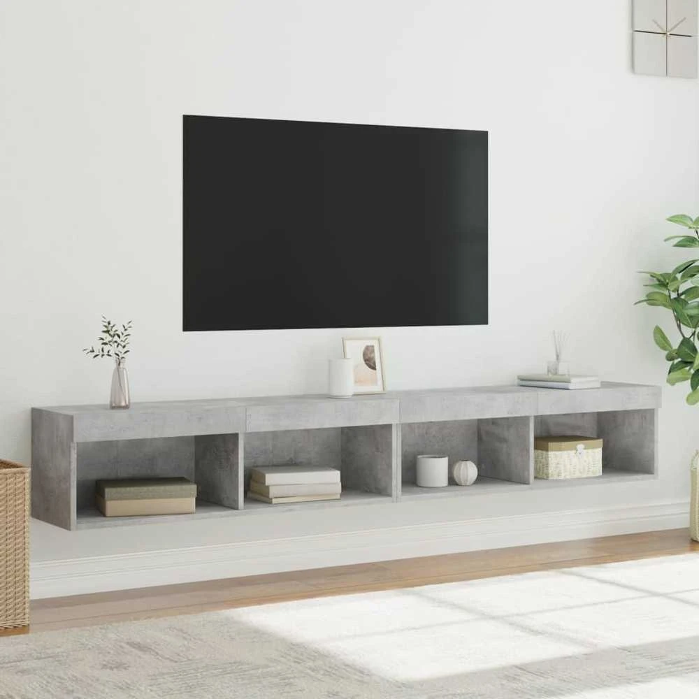 TV staliukas TV spintelės su LED lemputėmis, 2vnt., betono, 100x30x30cm