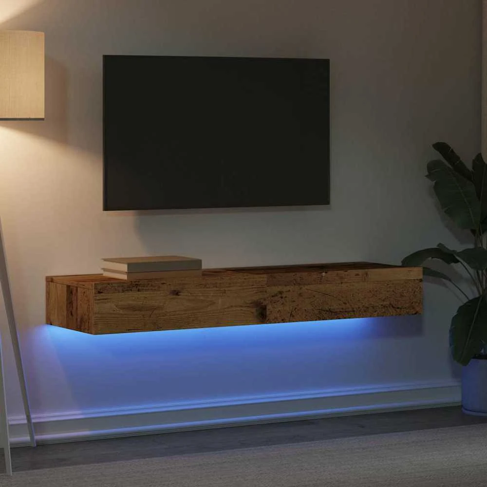 TV staliukas TV spintelės su LED lemputėmis, 2vnt., medienos, 60x35x15,5cm