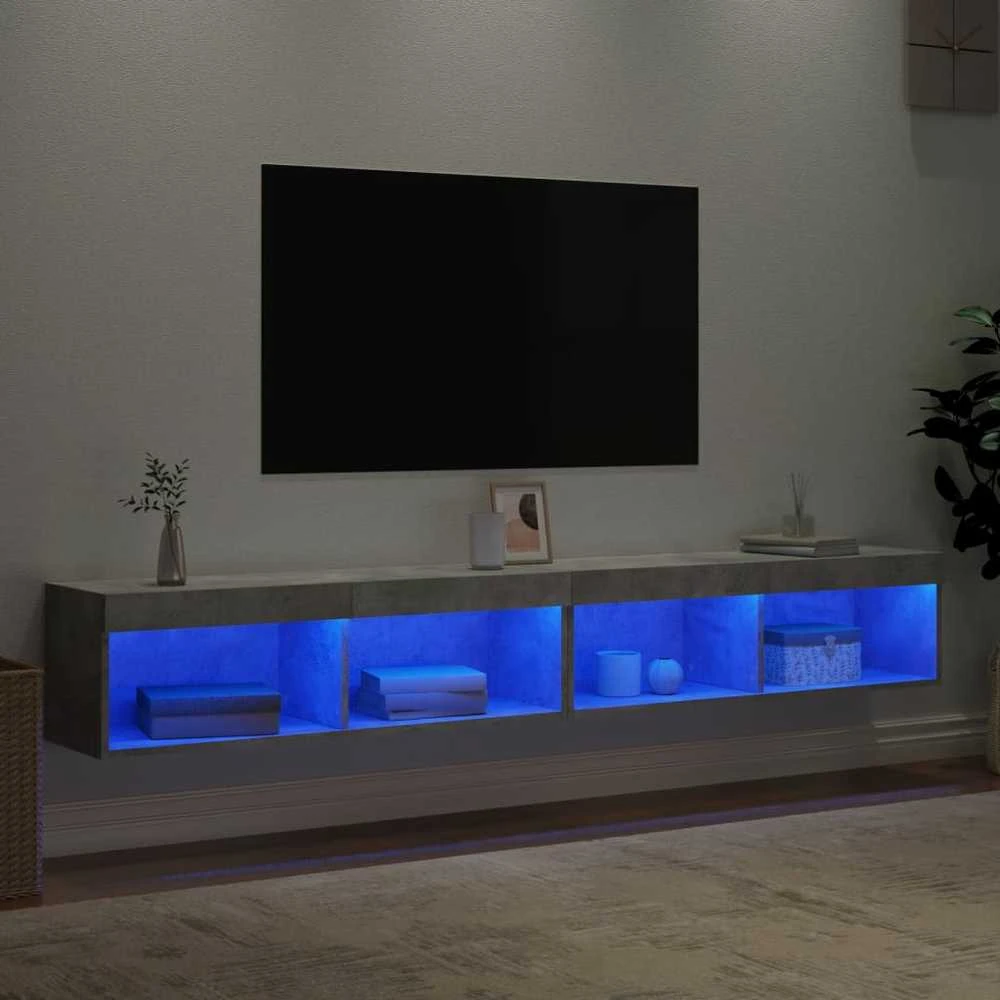 TV staliukas TV spintelės su LED lemputėmis, 2vnt., betono, 100x30x30cm