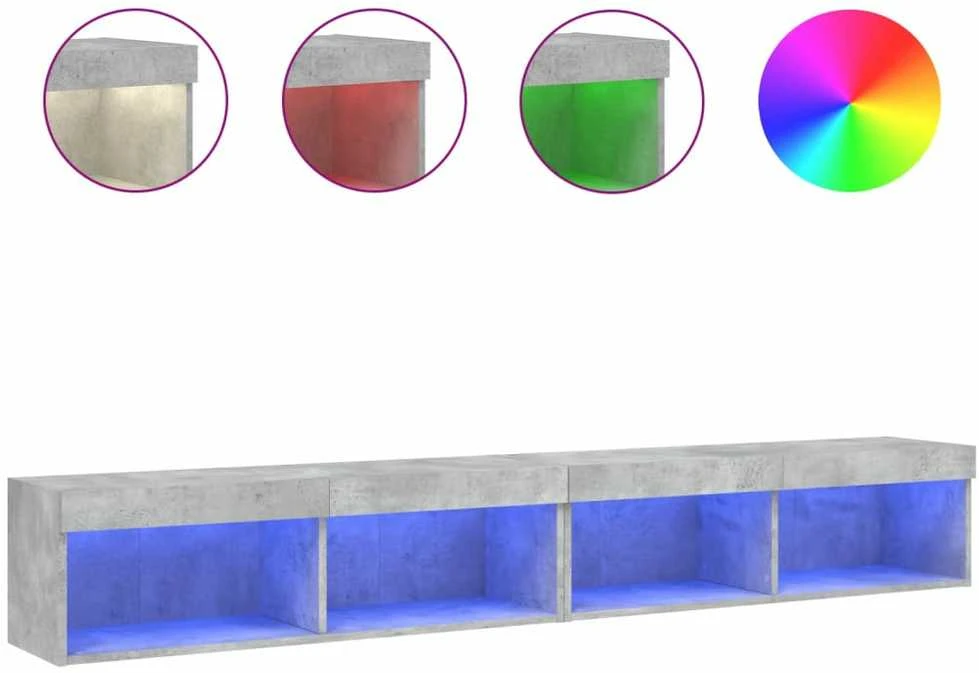 TV staliukas TV spintelės su LED lemputėmis, 2vnt., betono, 100x30x30cm