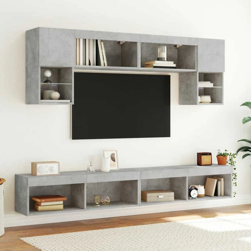 TV staliukas TV spintelės su LED lemputėmis, 2vnt., betono, 100x30x30cm