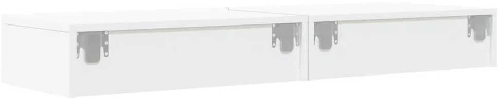 TV staliukas TV spintelės su LED lemputėmis, 2vnt., baltos, 60x35x15,5cm