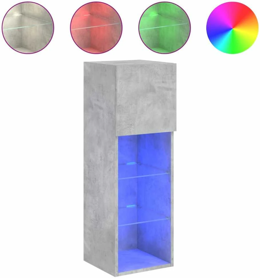 TV staliukas TV spintelės su LED lemputėmis, 2vnt., betono, 30,5x30x90cm