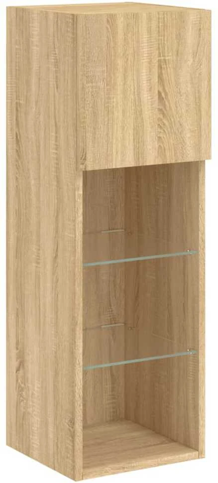 TV staliukas TV spintelės su LED lemputėmis, 2vnt., ąžuolo, 30,5x30x90cm