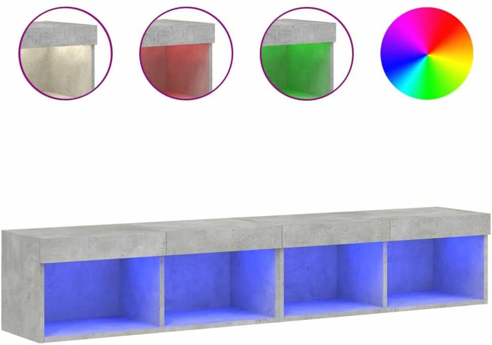 TV staliukas TV spintelės su LED lemputėmis, 2vnt., betono, 80x30x30cm