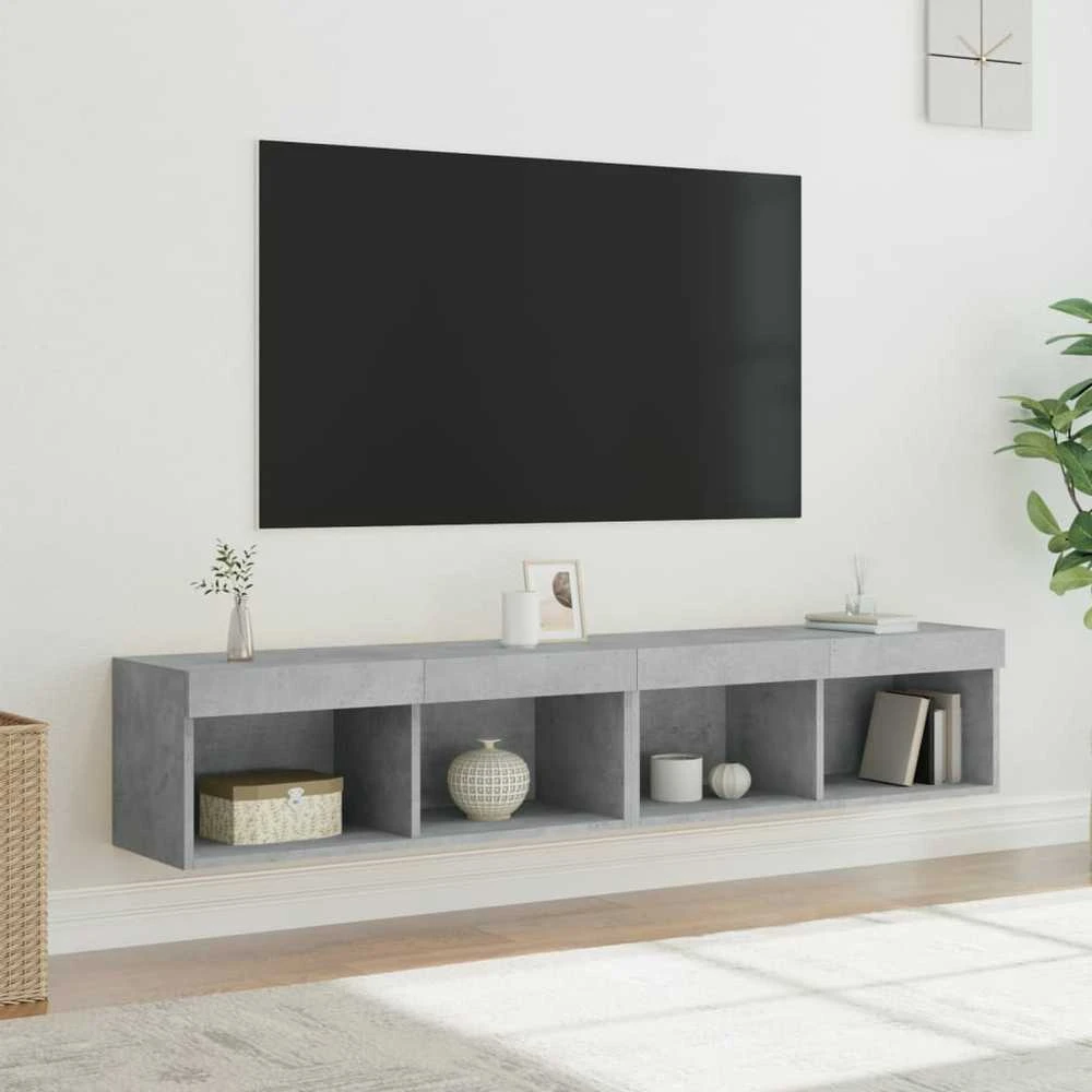 TV staliukas TV spintelės su LED lemputėmis, 2vnt., betono, 80x30x30cm