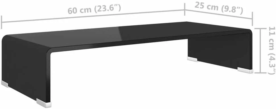 TV stovas/monitoriaus pakyla, juodas stiklas, 60x25x11 cm