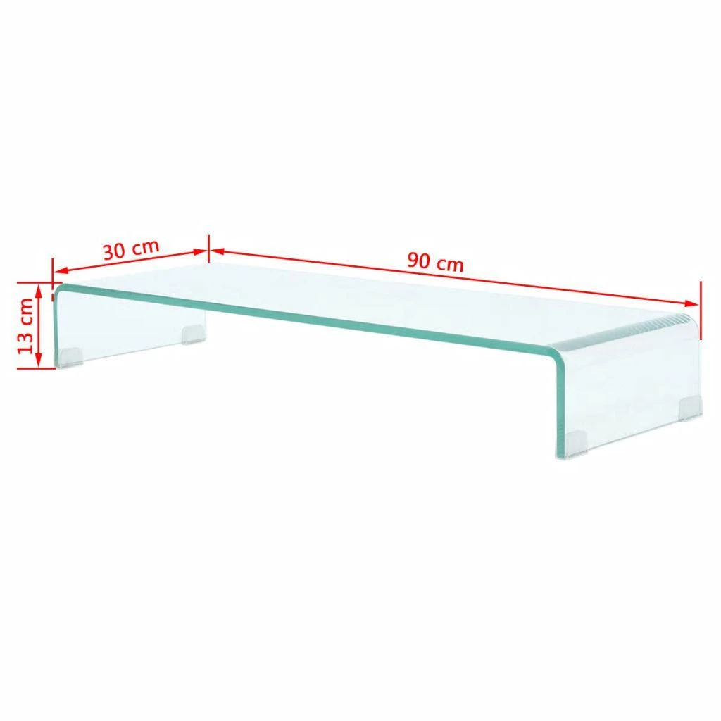 TV stovas/monitoriaus pakyla, skaidrus stiklas, 90x30x13 cm