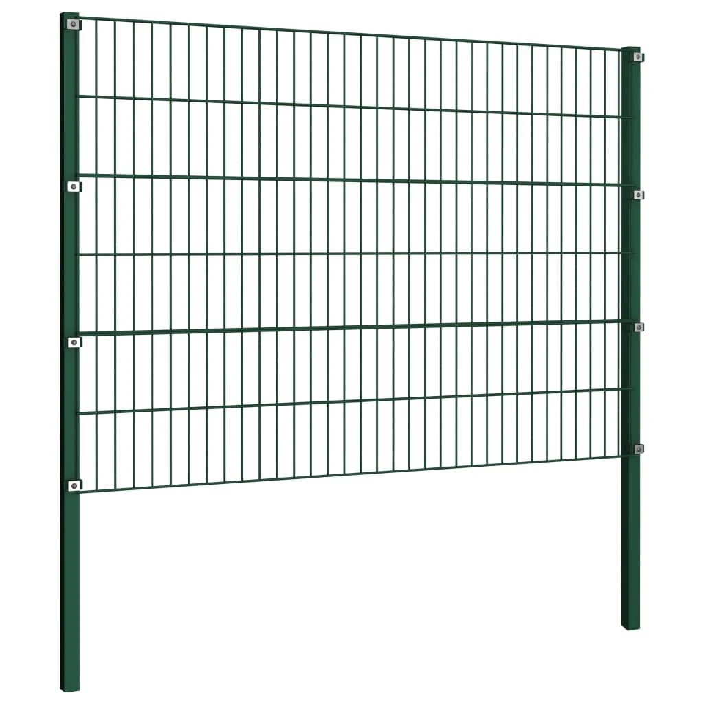 Tvoros segmentai su stulpais, žalios spalvos, 1,7x1,2m, geležis