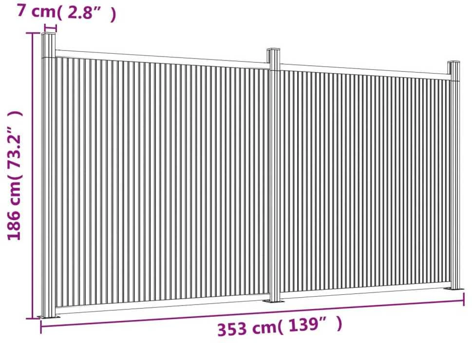Tvoros segmentas, pilkos spalvos, 353x186cm, WPC