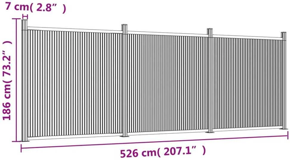 Tvoros segmentas, pilkos spalvos, 526x186cm, WPC