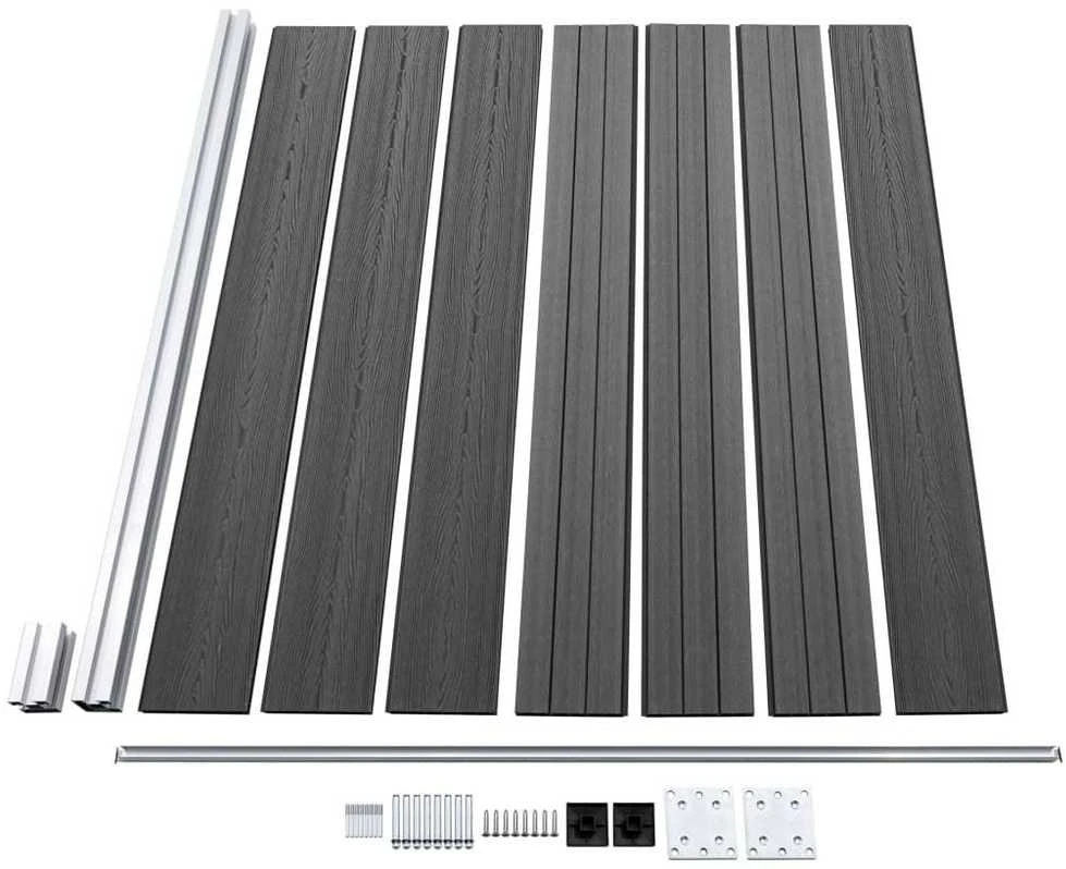 Tvoros segmentų rinkinys, juodas, 353x146cm, WPC