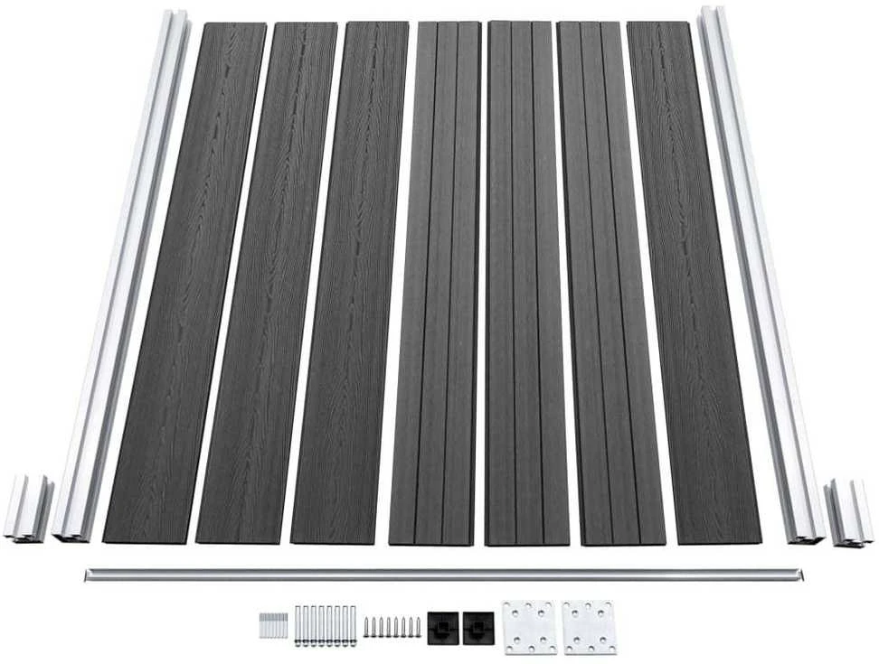 Tvoros segmentų rinkinys, juodas, 353x146cm, WPC