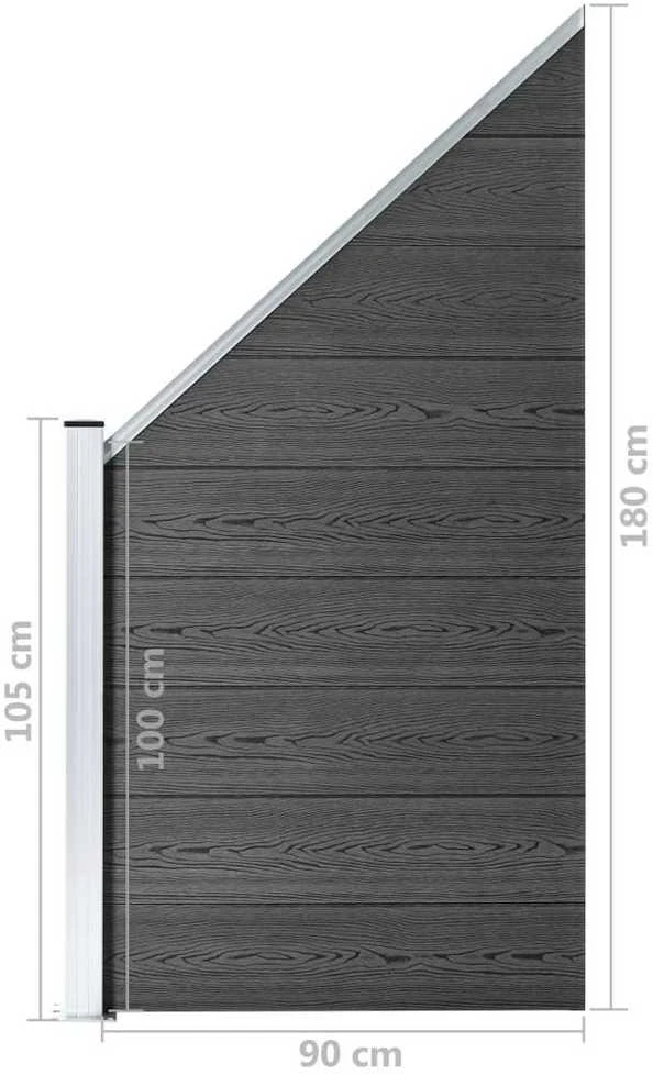 Tvoros segmentų rinkinys, juodos spalvos, 965x(105-186)cm, WPC