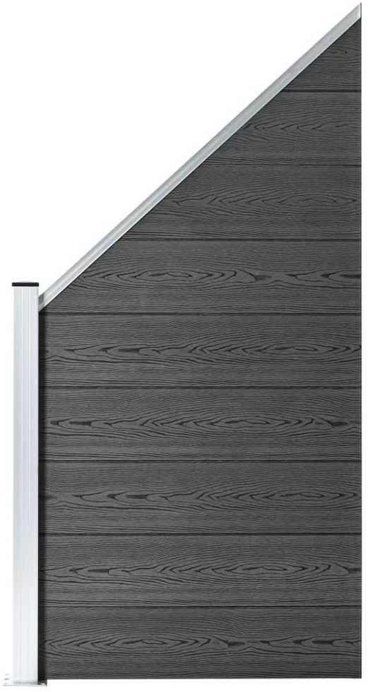 Tvoros segmentų rinkinys, juodos spalvos, 792x(105-186)cm, WPC