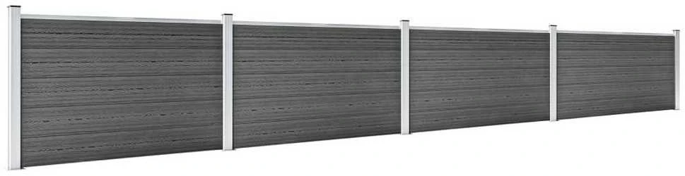 Tvoros segmentų rinkinys, juodos spalvos, 699x105cm, WPC