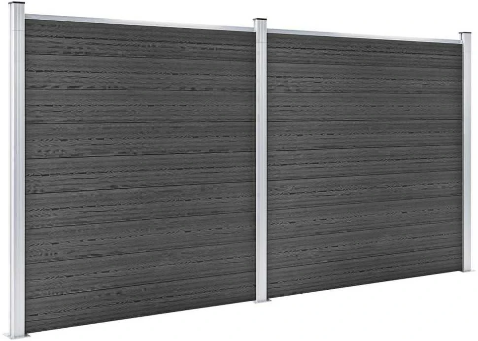 Tvoros segmentų rinkinys, juodos spalvos, 353x186cm, WPC
