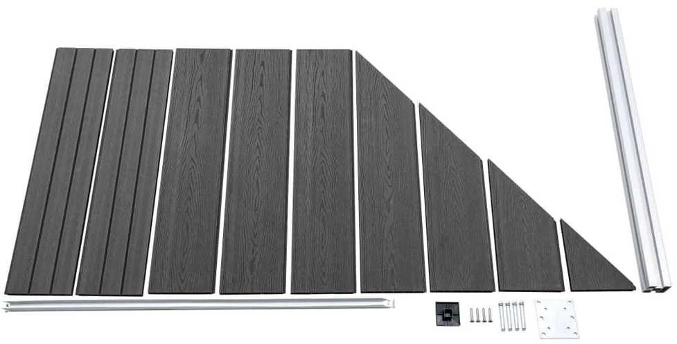 Tvoros segmentų rinkinys, juodos spalvos, 965x(105-186)cm, WPC