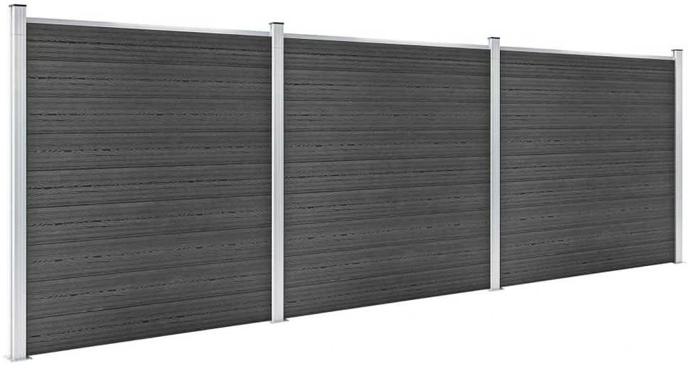 Tvoros segmentų rinkinys, juodos spalvos, 526x186cm, WPC