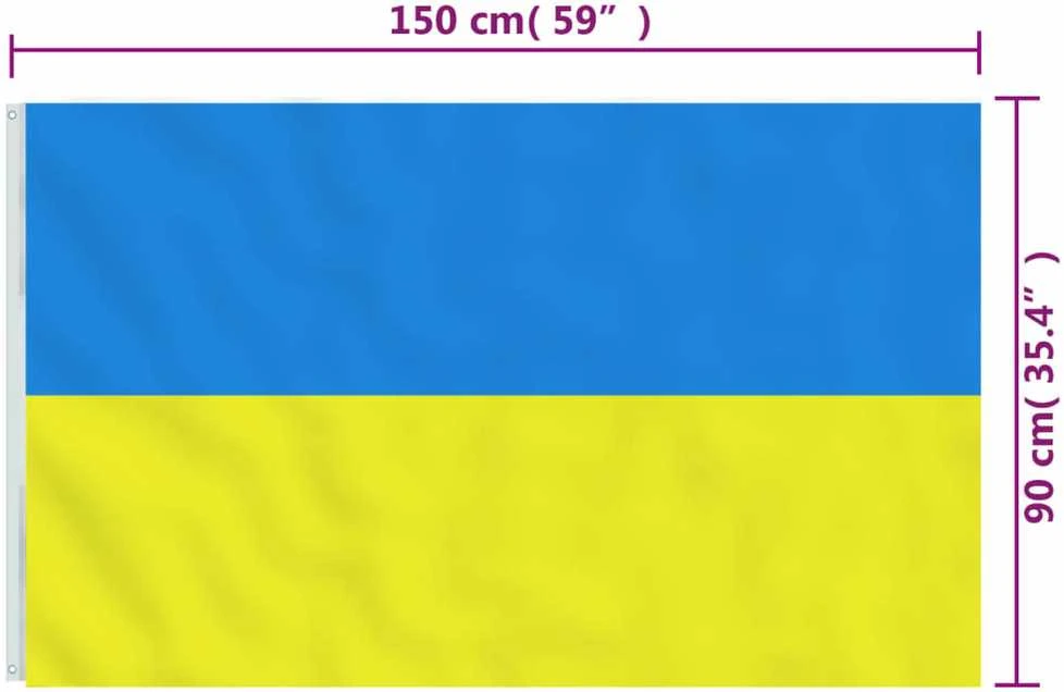 Ukrainos vėliava su žalvarinėmis įvorėmis, 90x150cm