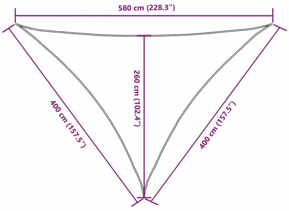 Uždanga nuo saulės, 4x4x5,8m, oksfordo audinys, trikampė